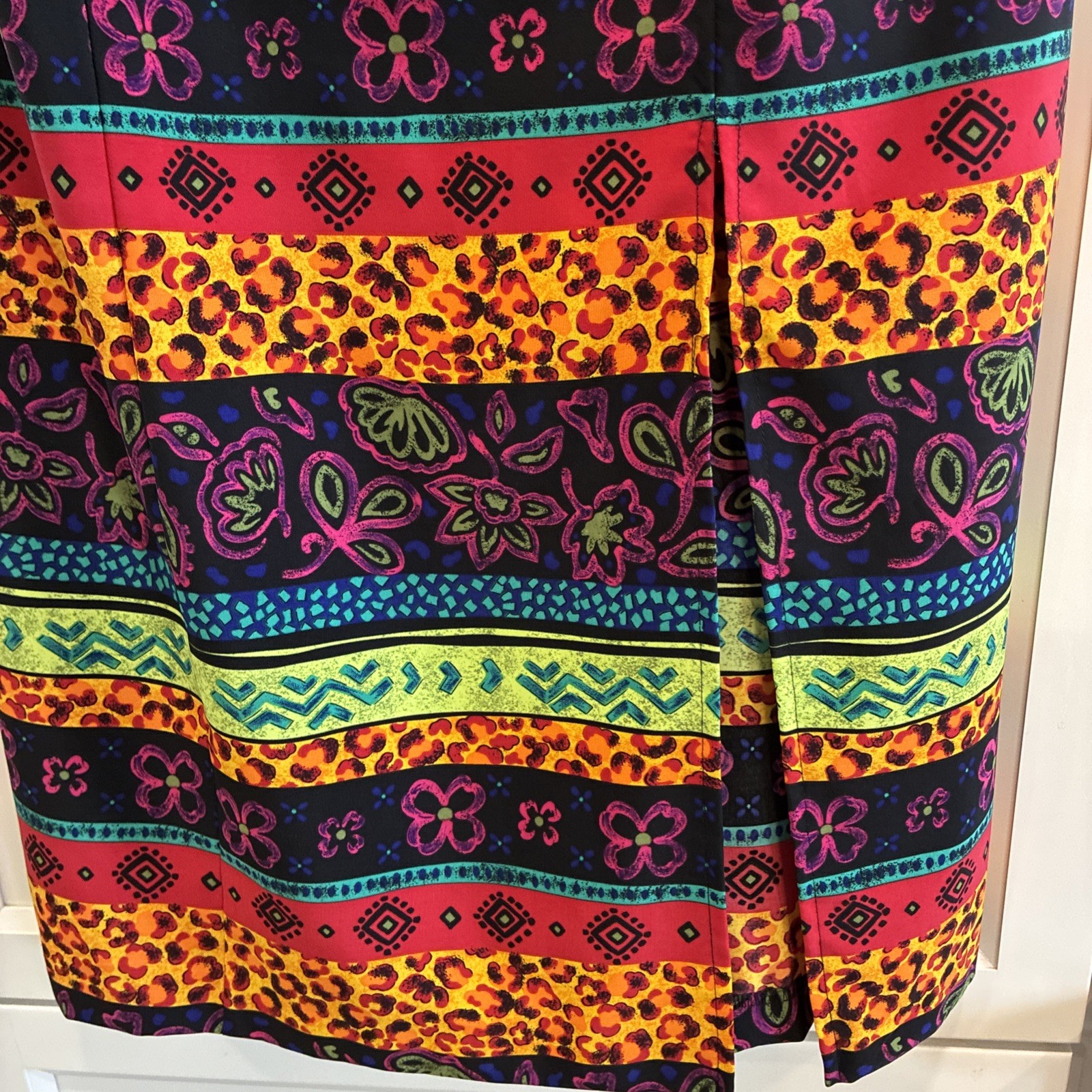 Sag Harbor Back Zip Front Slit Pencil Maxi Floral Tropical Print Dress Petite 14