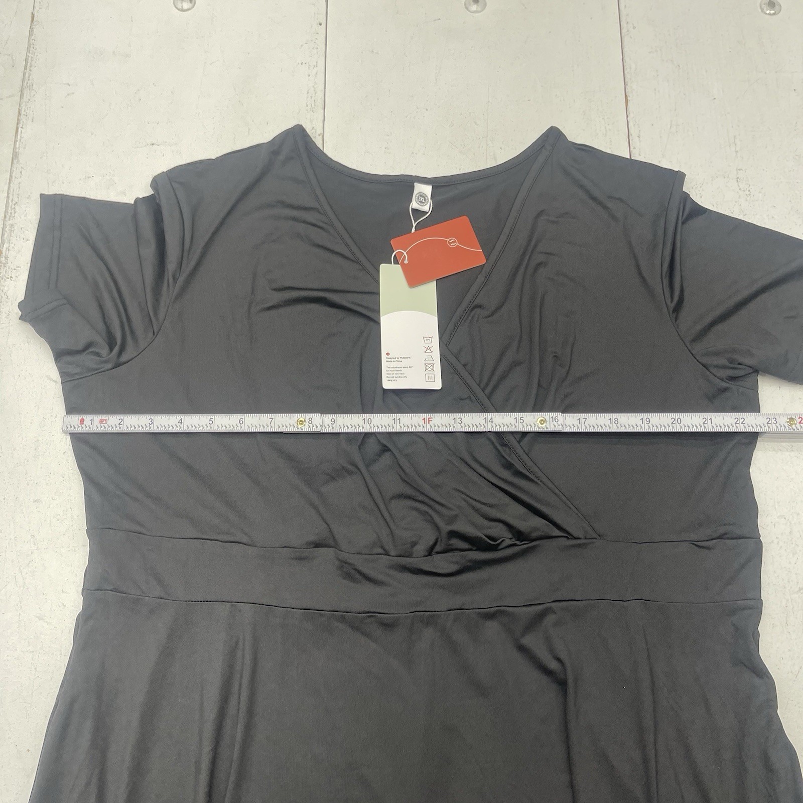 Your Style Black Short Sleeve Cross Over V Neck Knee Length Dress Women’s 3XL