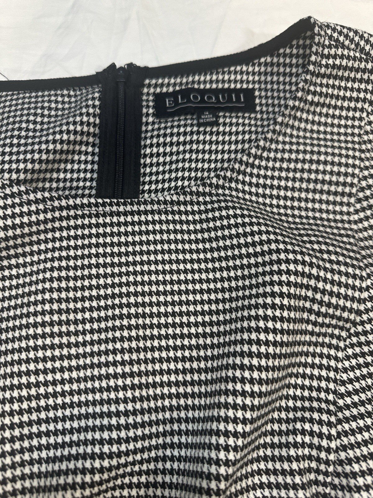 NWT Eloquii White and Black Grid Pattern Midi Dress Size 14