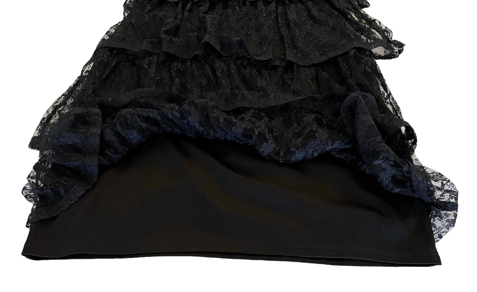 Metro Style Short/ Cap Sleeve Dress Black Lace Tiered Size 4