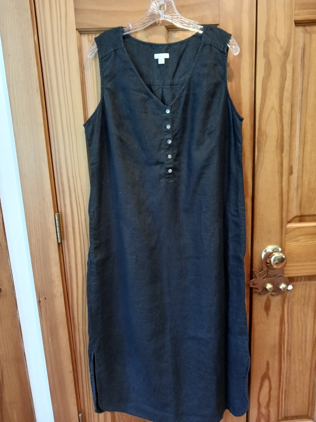 J. Jill 100% Linen Midi Tank Dress Black Sz 1X EUC (runs small)