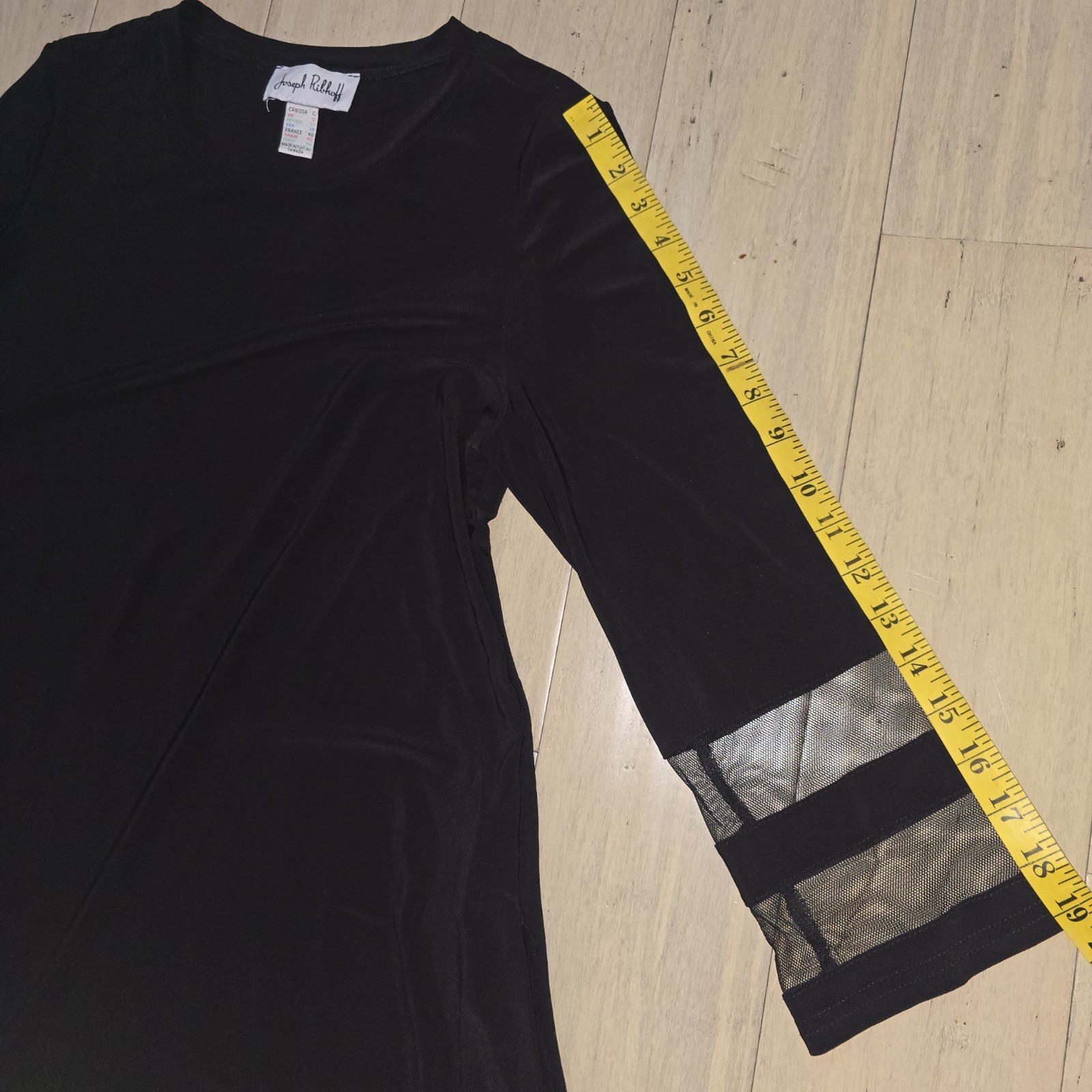 Joseph Ribkoff Dress Size 10 Black Tunic Style Pockets Stretch Mesh