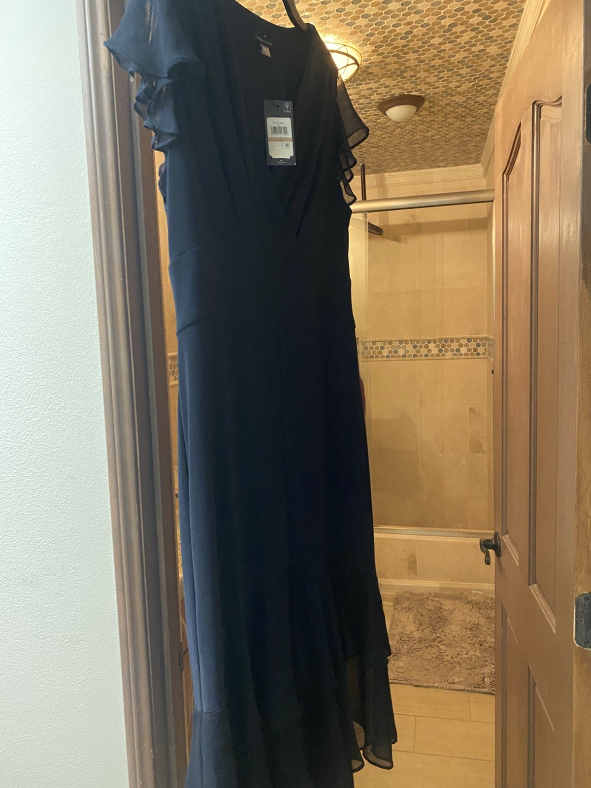 Tommy Hilfiger Women Black Maxi Wrap Dress V-Neck Short Sleeve Size 12