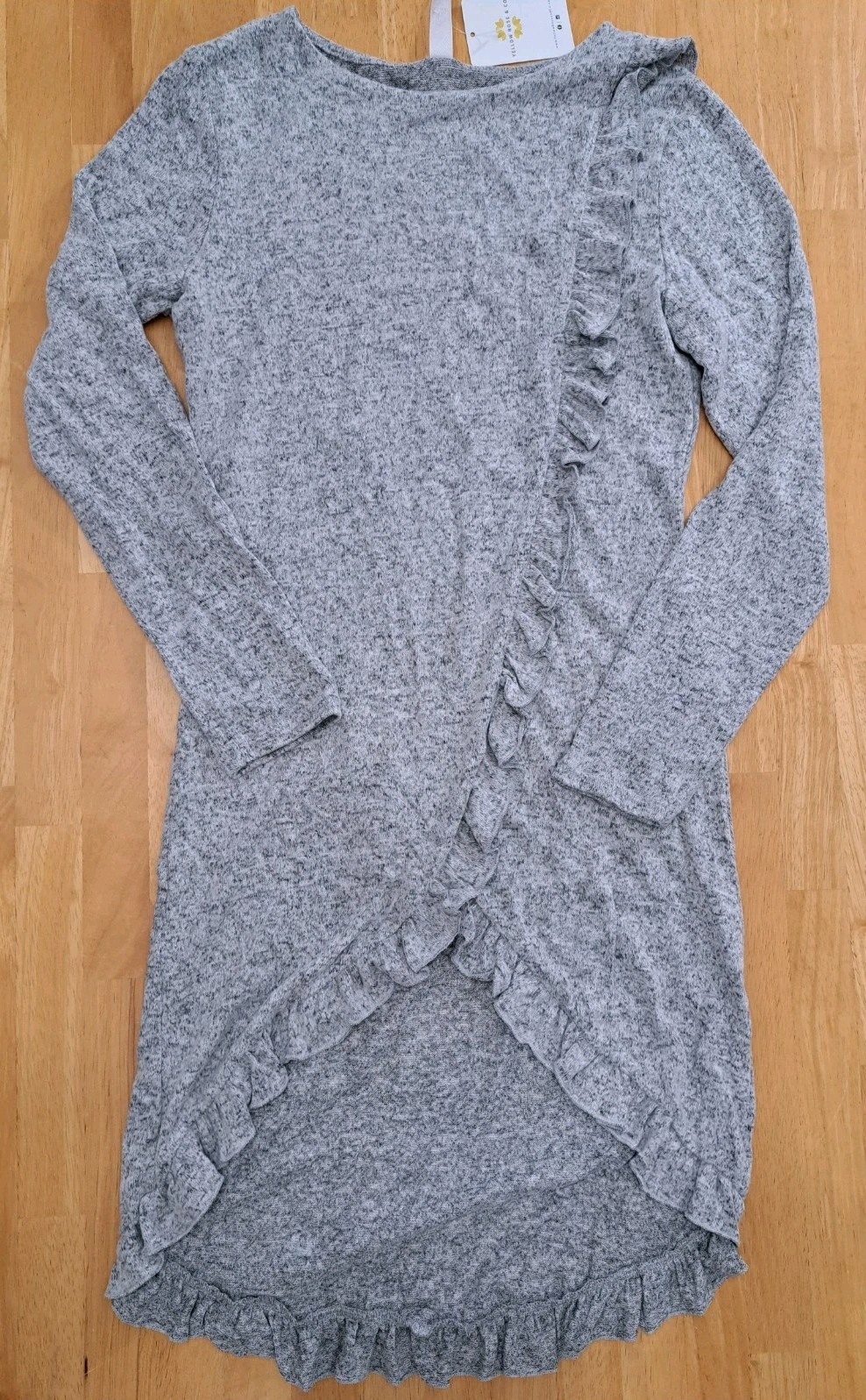 Red Lolly Brand Gray Ruffled Dress Size Small NWT