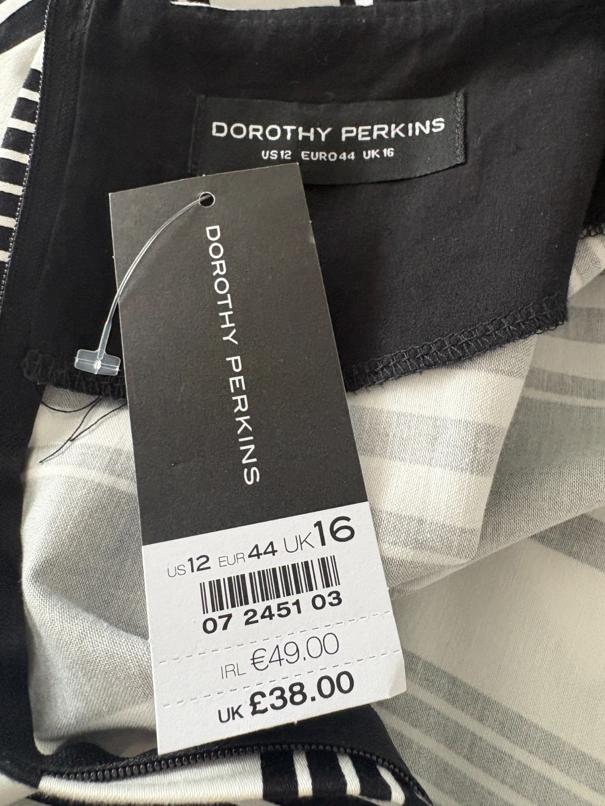 Dorothy Perkins Black & White Stripe Dress UK16 BNWT