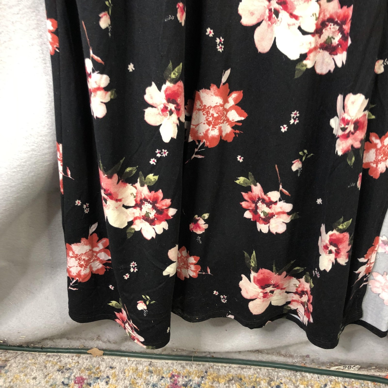 Nine Britton Rosaline Knit Maxi Dress Womens 2X Black Floral Smocked Stitch Fix