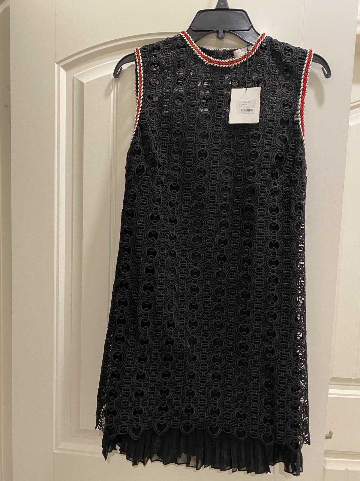 Sandro Franck Sleeveless Chain-Link Lace Mini Dress, size 36