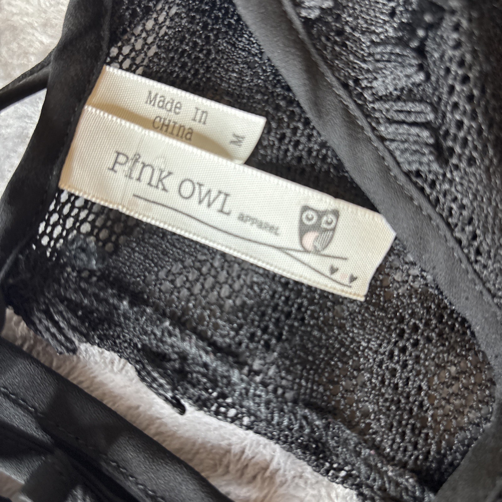 Pink Owl Dress Womens Medium Black Contrast Lace Keyhole Tie Cocktail Short