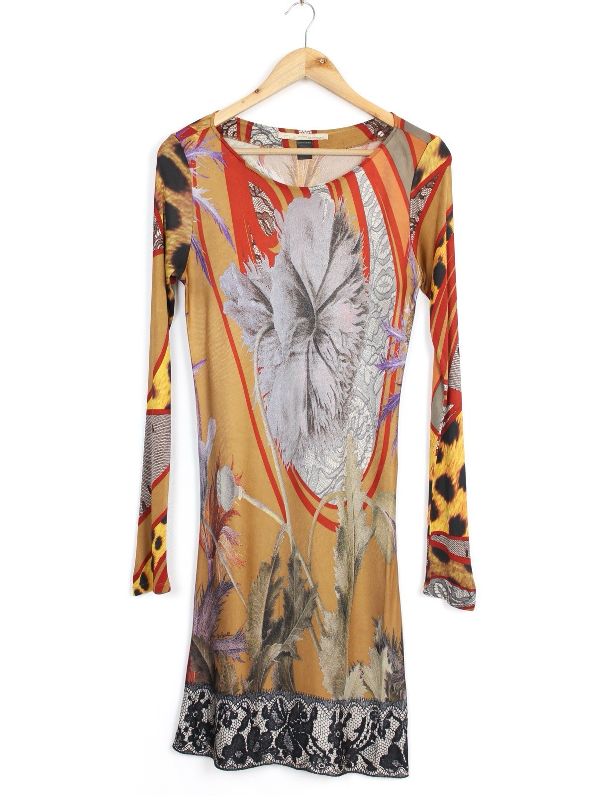 Roberto Cavalli Class Abstract Flower Print Dress, Size 44