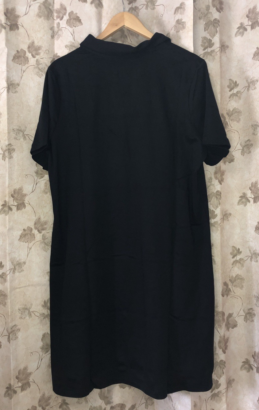 Isaac Mizrahi LIVE Essentials Jet Black Collared Neck Dress Size L NEW IN BAG