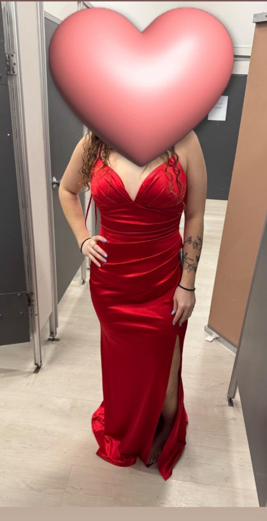 B.Smart Long Red Spaghetti Strap Dress