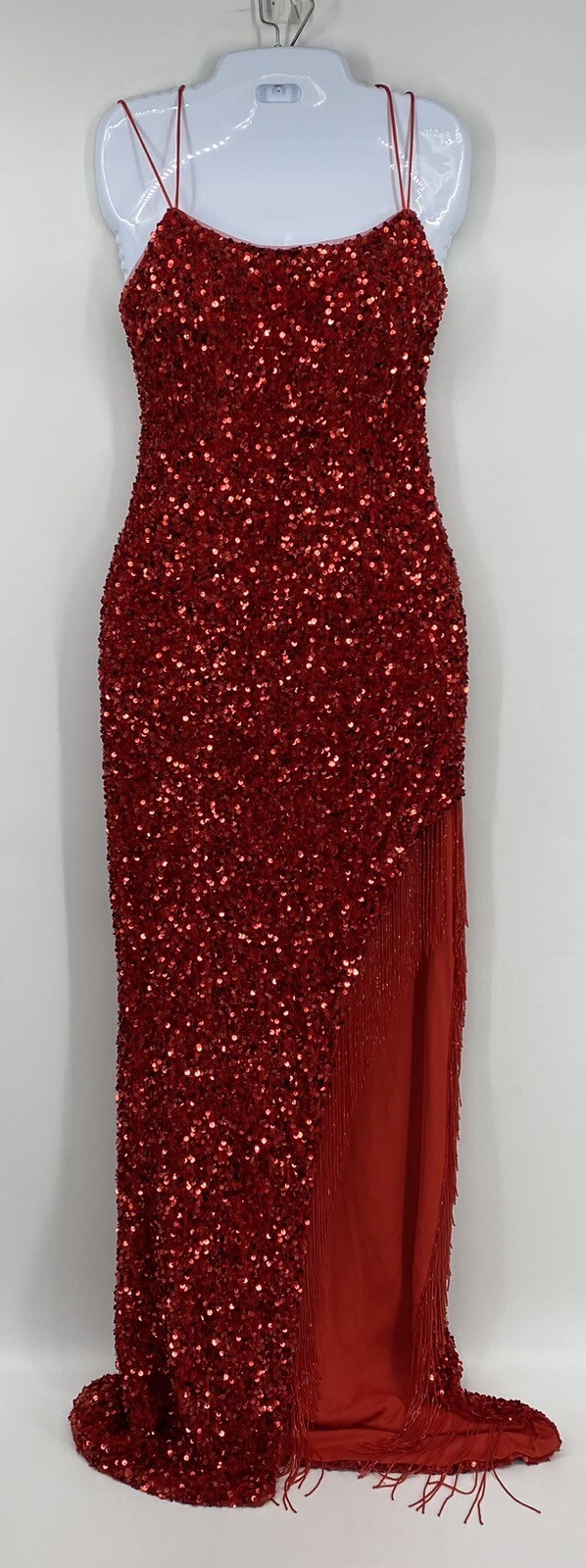 Berlinnova Women’s Mermaid Glitter Sequins Front Slit Red Backless Dress Size 2