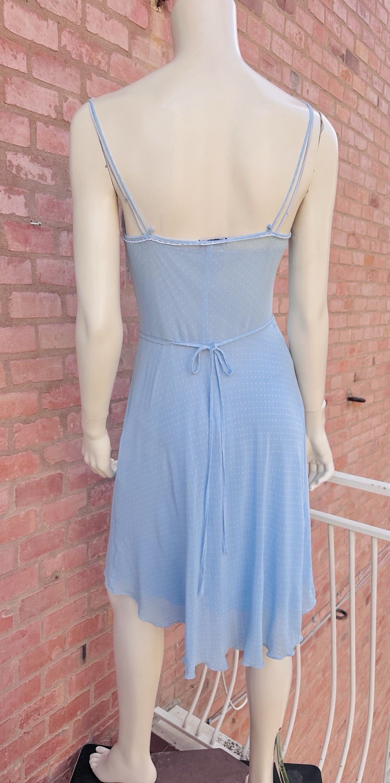 Vintage 2000s BluGirl Blumarine Blue Polka Dot Rayon Slip Dress I40 Y2K Gem💎