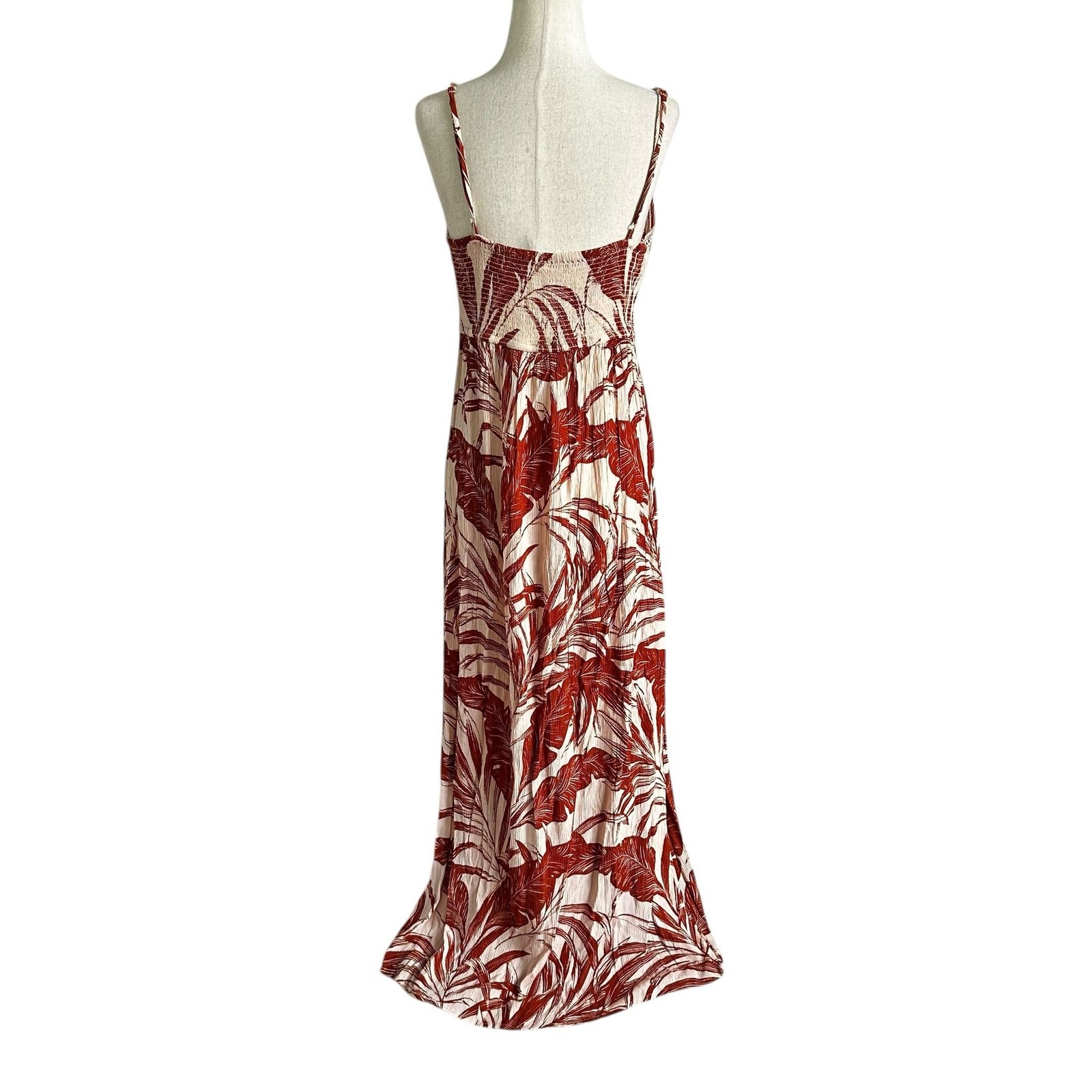 Olivia Grey Brown Tropical Maxi Dress Women Size Medium | 68-39
