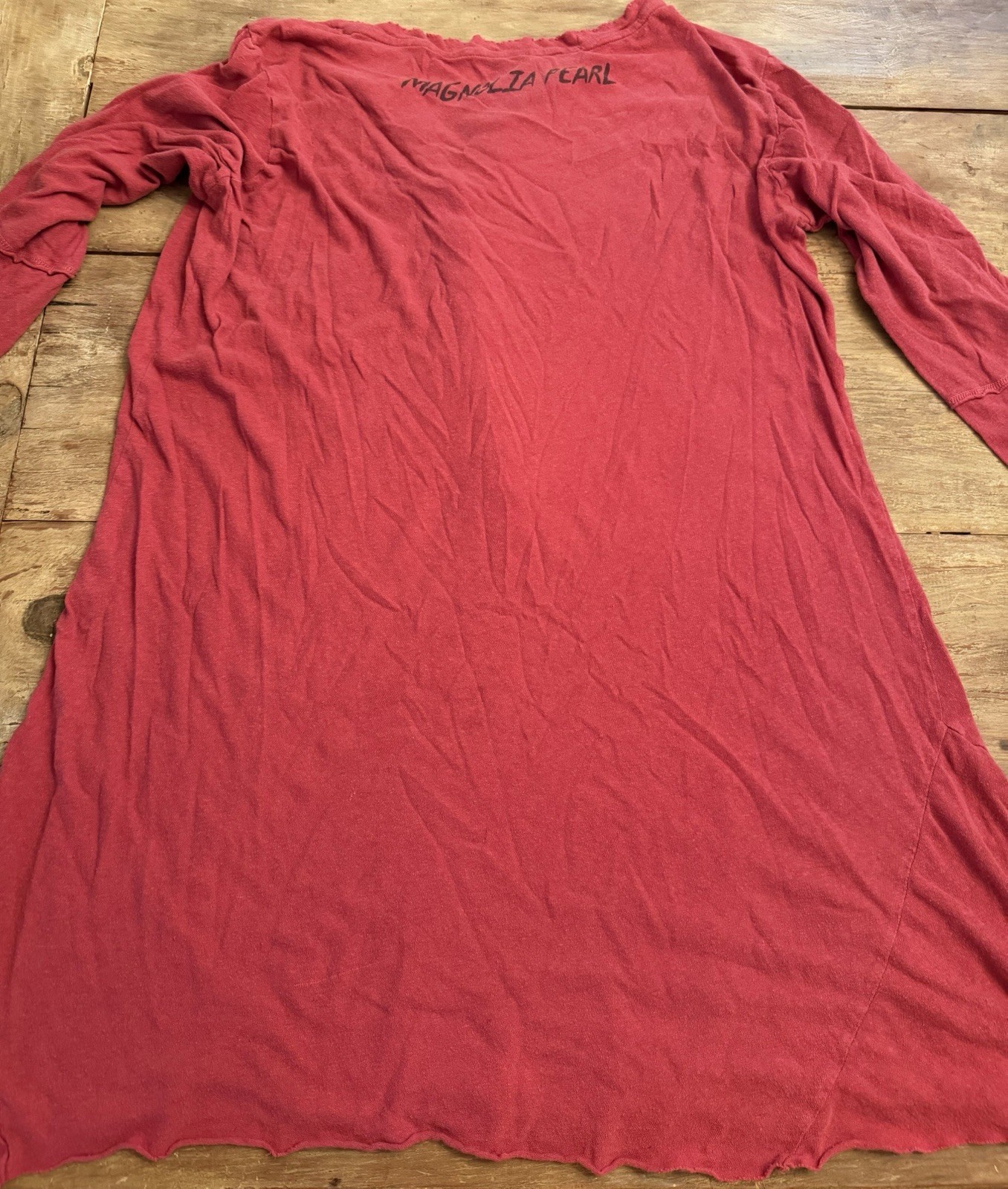 SUPER RARE Magnolia Pearl Red Long John Henley Tunic Dress Pre Loved