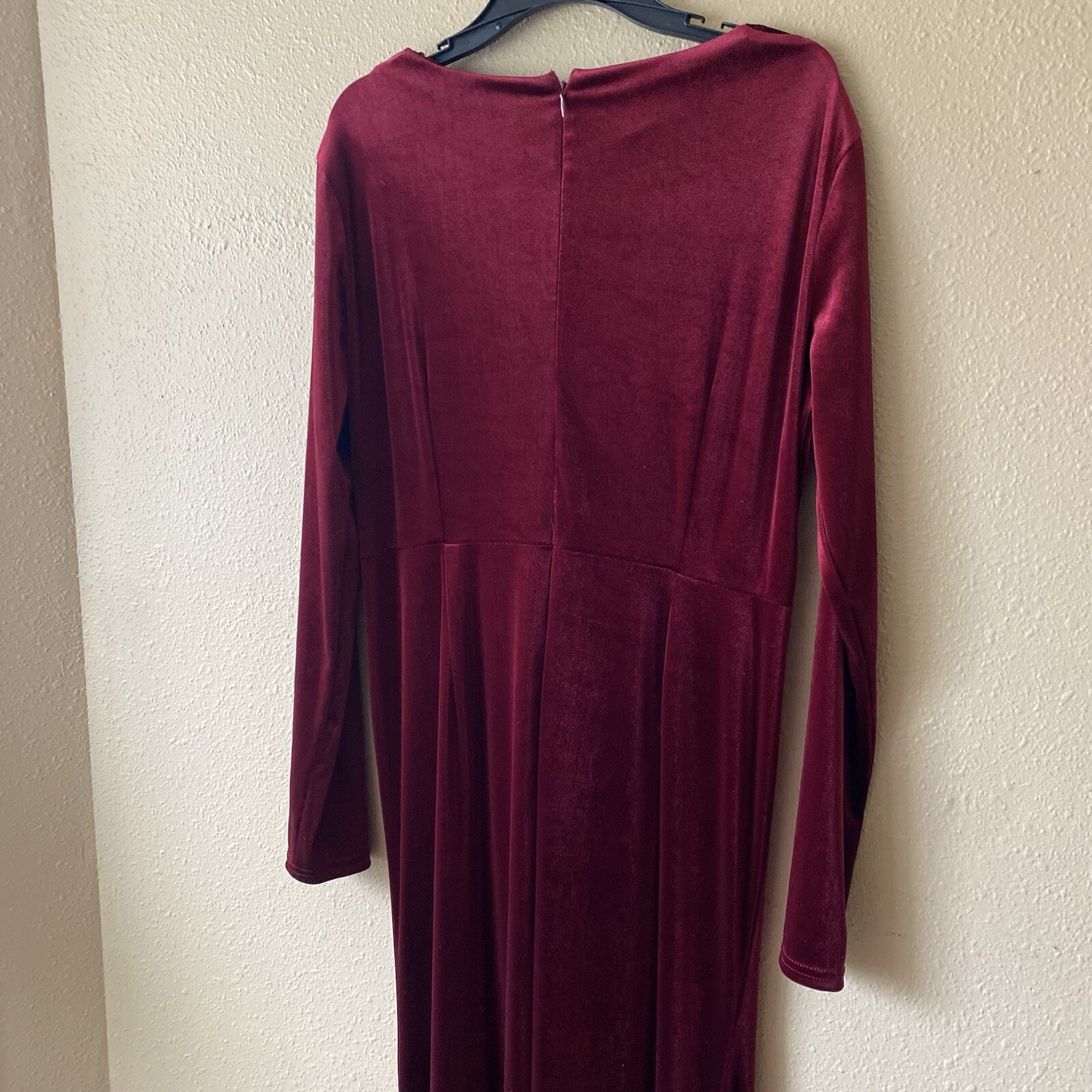 Ababalaya Crushed Velvet Maroon Red Slit Maxi Dress XXL Dark Romantic