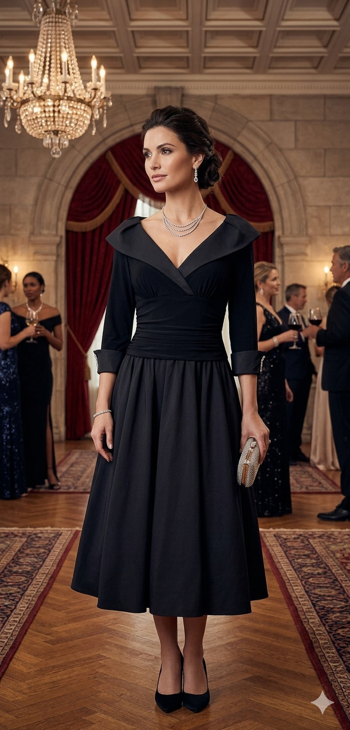 Jessica Howard Women’s Mixed-Media Fit & Flare Black Evening Dress in Size 10