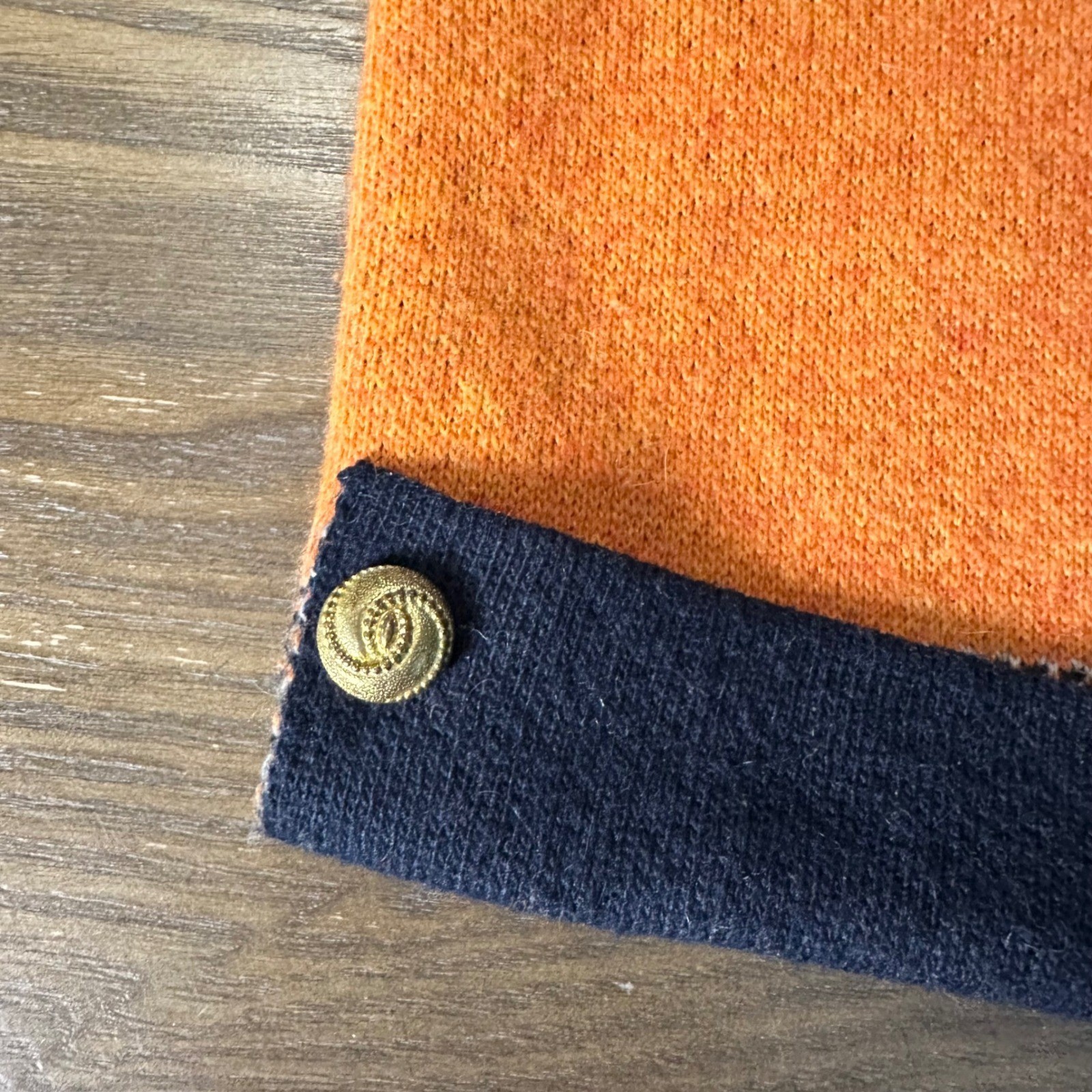 Sweet Sinammon Orange Geometric Knit Dress 3/4 Sleeve Button Cuff Vintage Retro