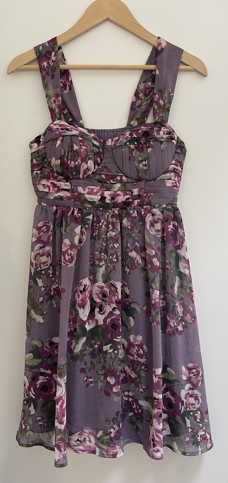 Candie’s Womens Juniors Floral Shirred Lined 100% Polyester Sleeveless Dress M