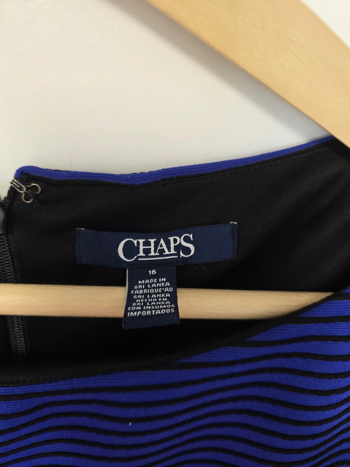 Chaps Plus Womens Striped stretch knit dress blue black stripe size 16 NEW Work
