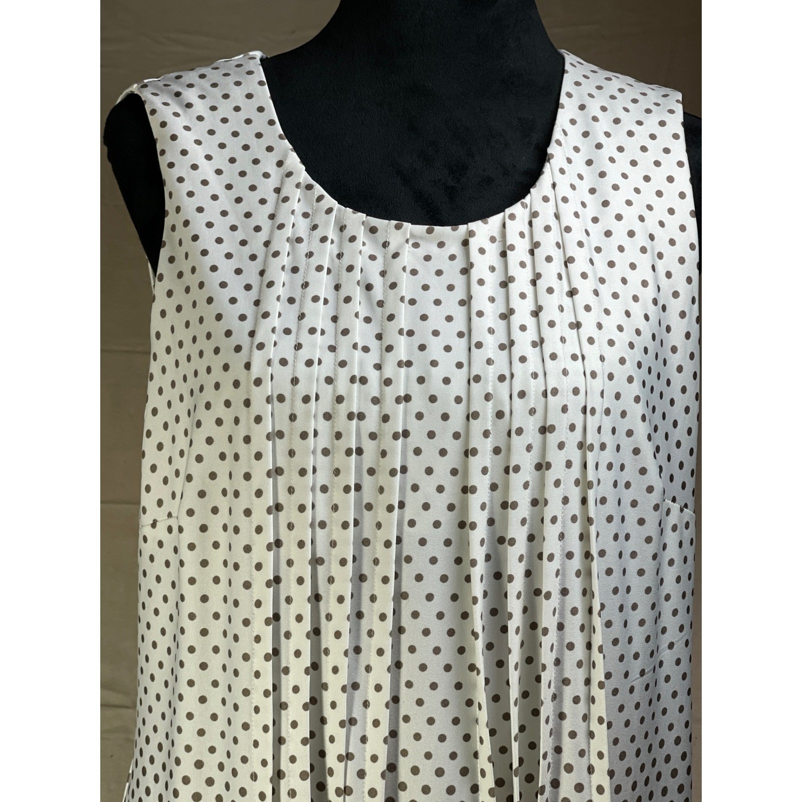 Perceptions New York Women XL Polka Dot Ombre Pleated Sleeveless Shift Dress