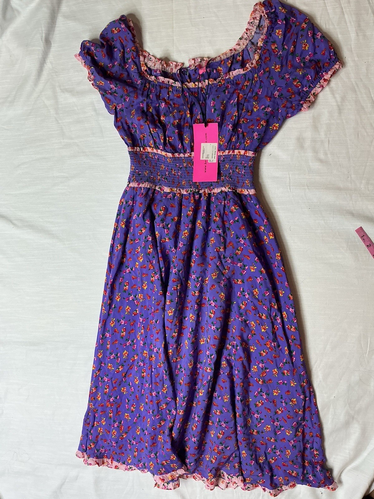 BETSEY JOHNSON Floral Smock-Waisted Maxi Dress SzM, Boho Cottagecore