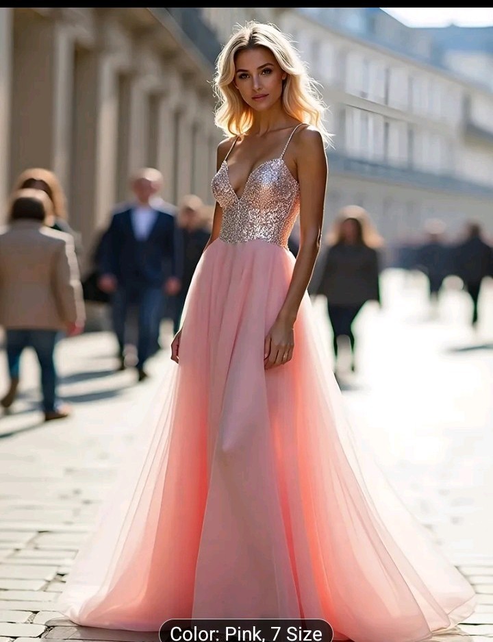 Sparkly Peach Prom Evening Dress Gown XXS XS S M L XL XXL