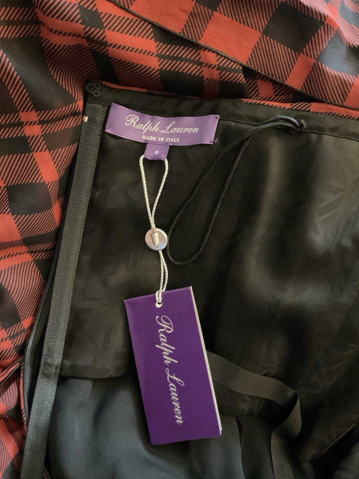Ralph Lauren Purple Label Collection Holidays 2022 Plaid Silk Dress Gown US6 NWT
