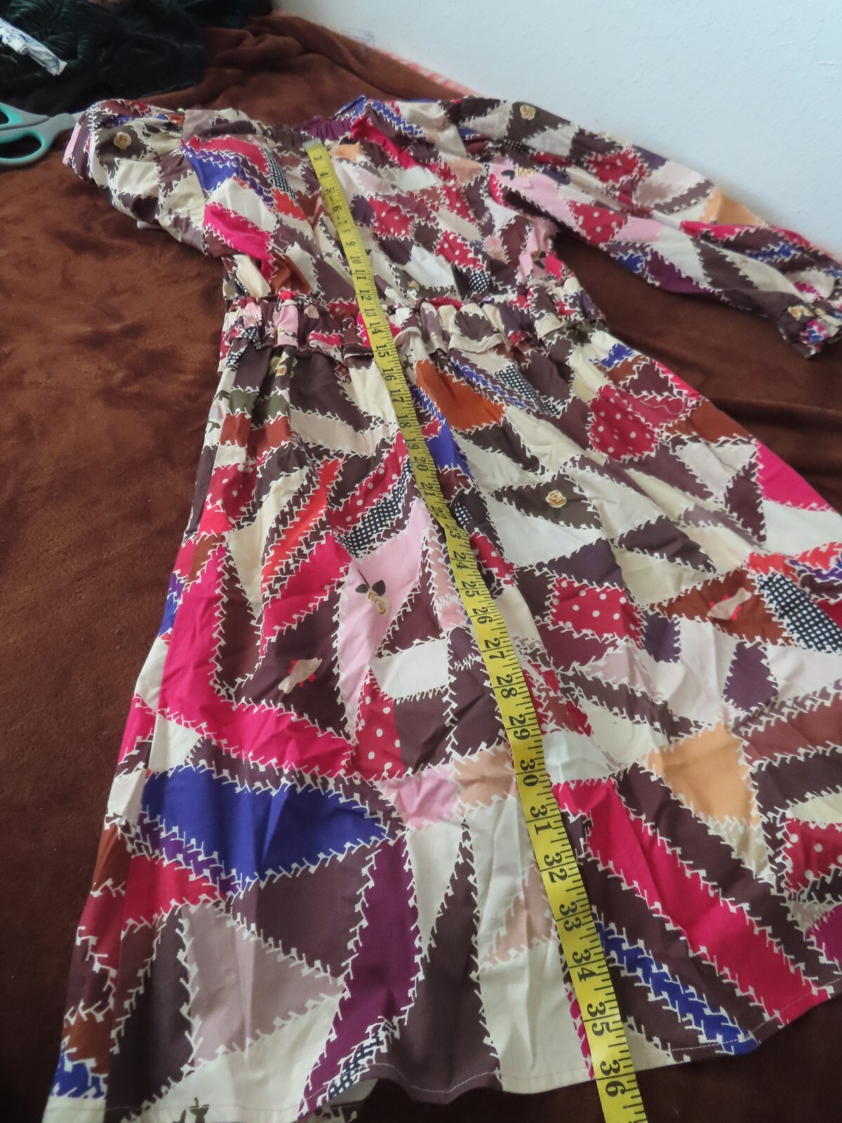 Never A Wallflower elastic collar button up print dress XS NWT