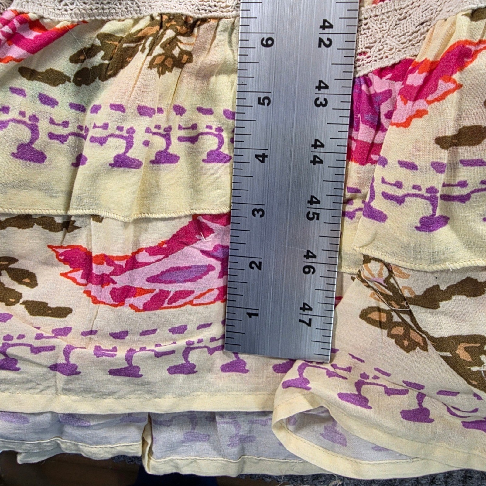 POL Floral Patchwork Maxi Dress Medium Boho Smocked Lace Trim Sleeveless NWOT