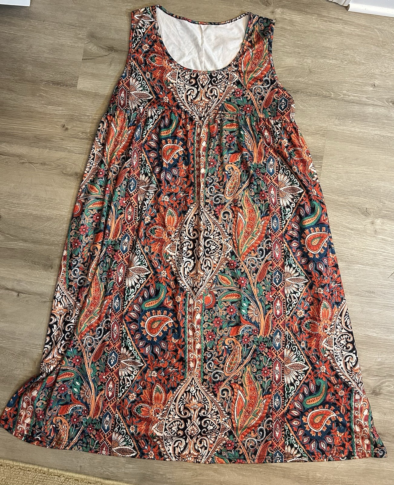 Unbranded Plus Size 5XL Boho Paisley Comfort Dress Colorful Stretch Flowy Long