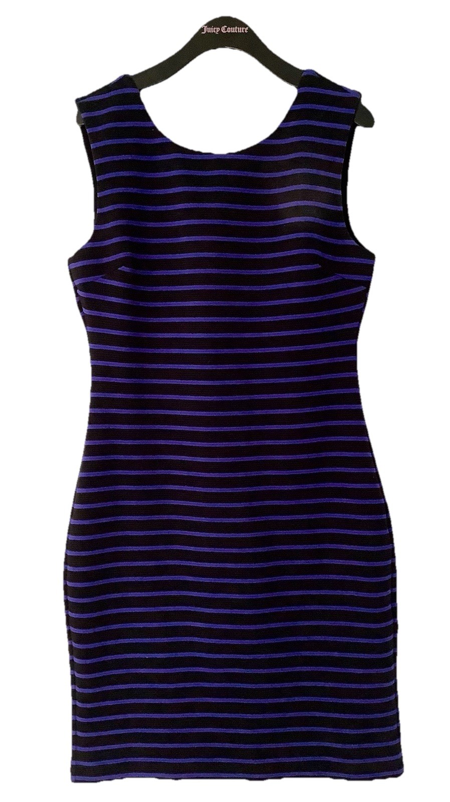 JUICY COUTURE FITTED STRIPE PONTE DRESS Expose Zipper Bodycon Mini AVERY BLACK S