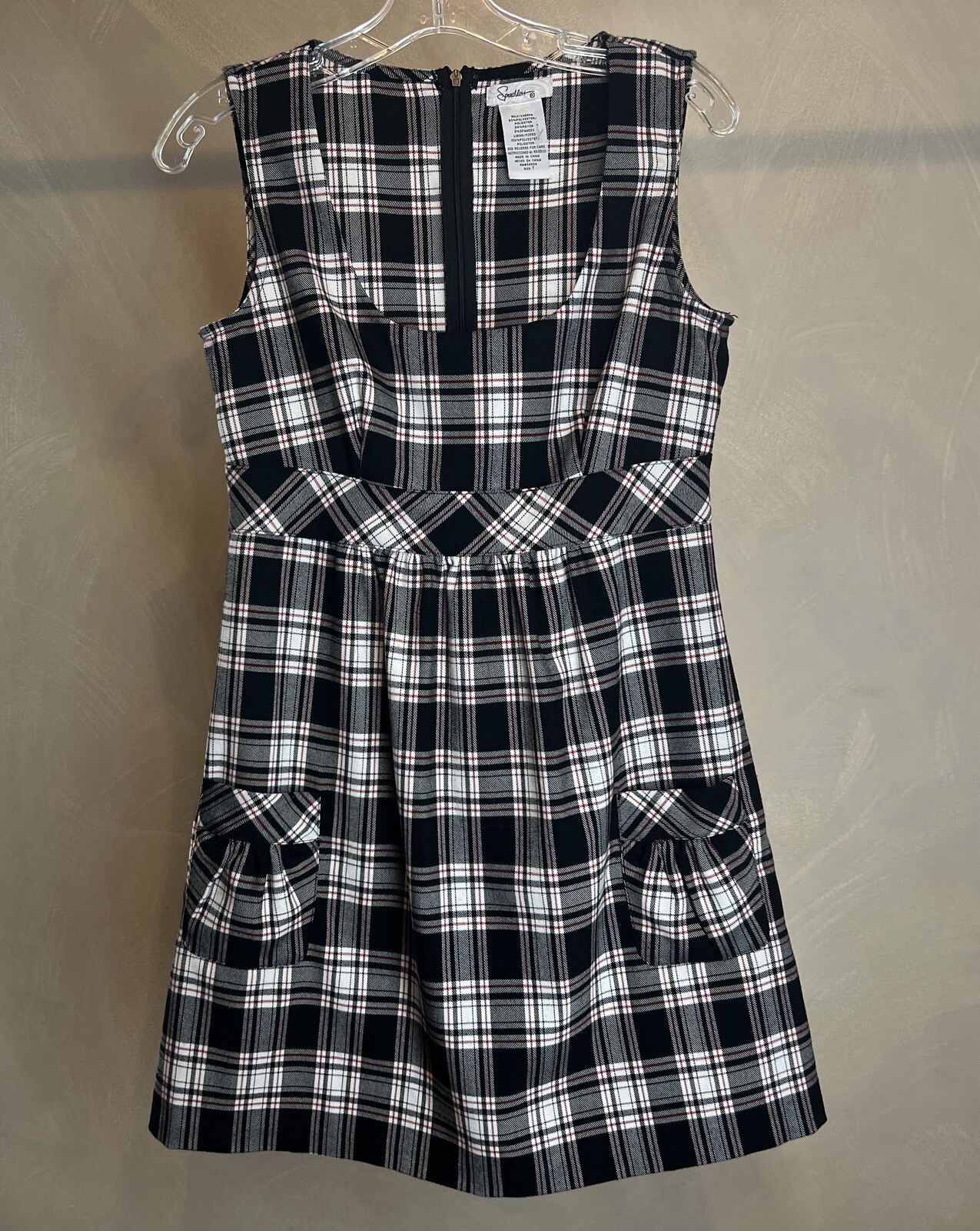 Speechless Women’s Plaid/tartan Clueless Academia Jumper Dress W/Pockets|Size:7