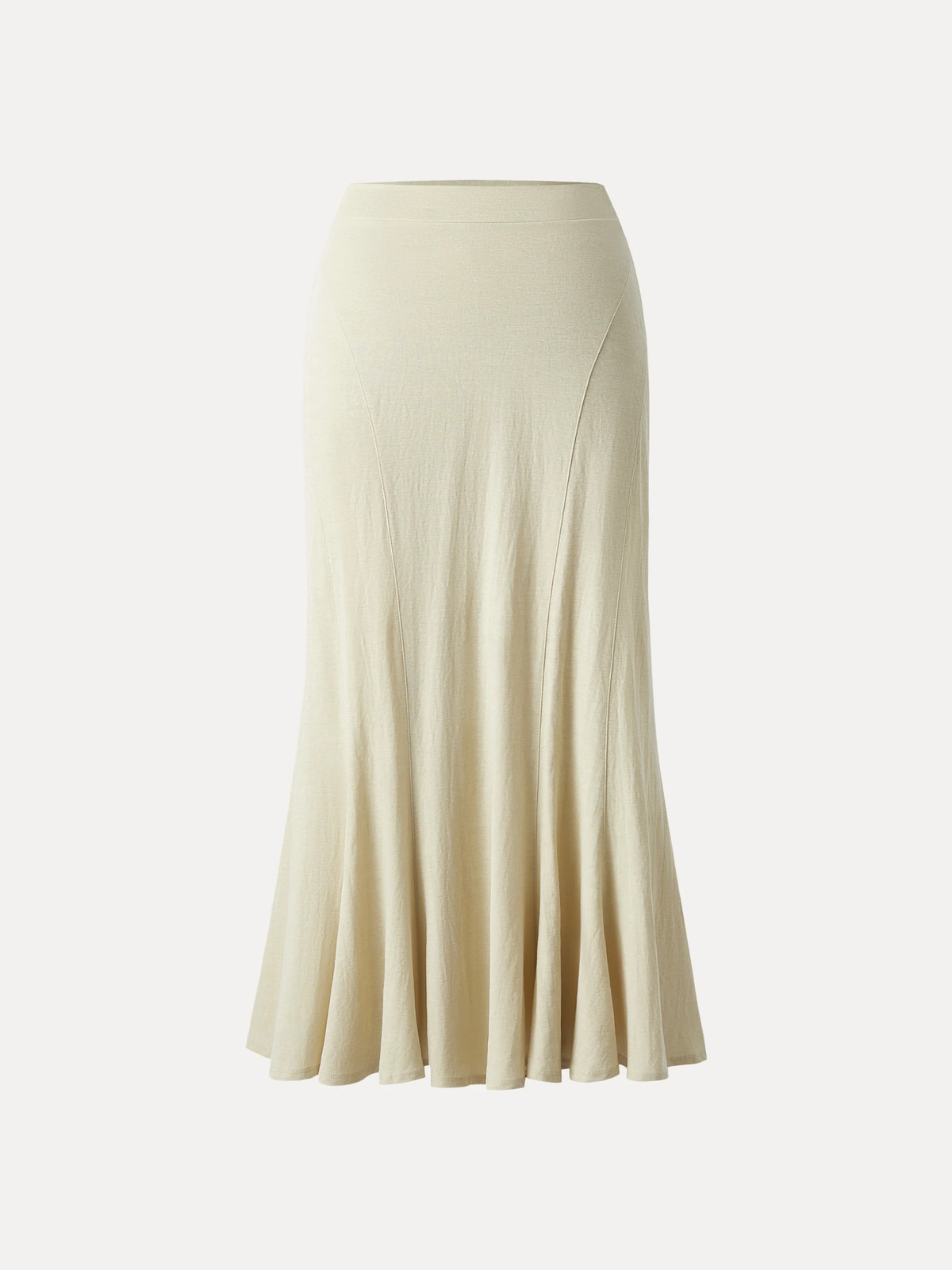 OGL x Wrinkle-resistant Cotton-linen Pull-on Midi Skirt, Ash Ivory