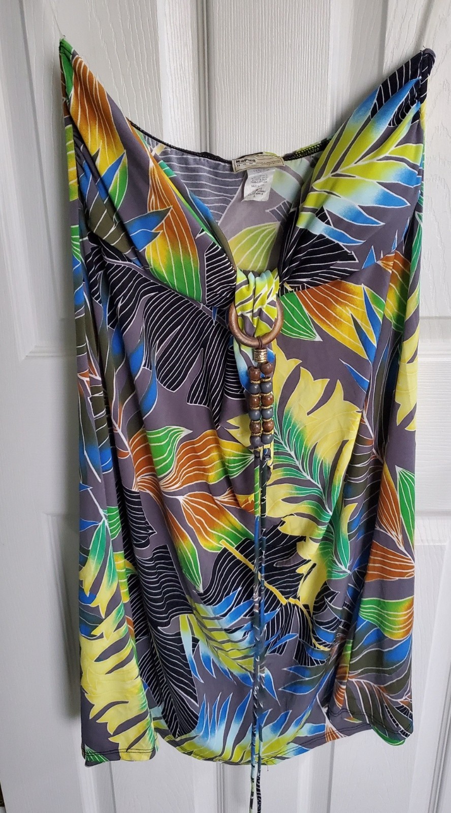 NaPua Collection Women’s Hawaiian Tropical Print Strapless Dress Honolulu Size L