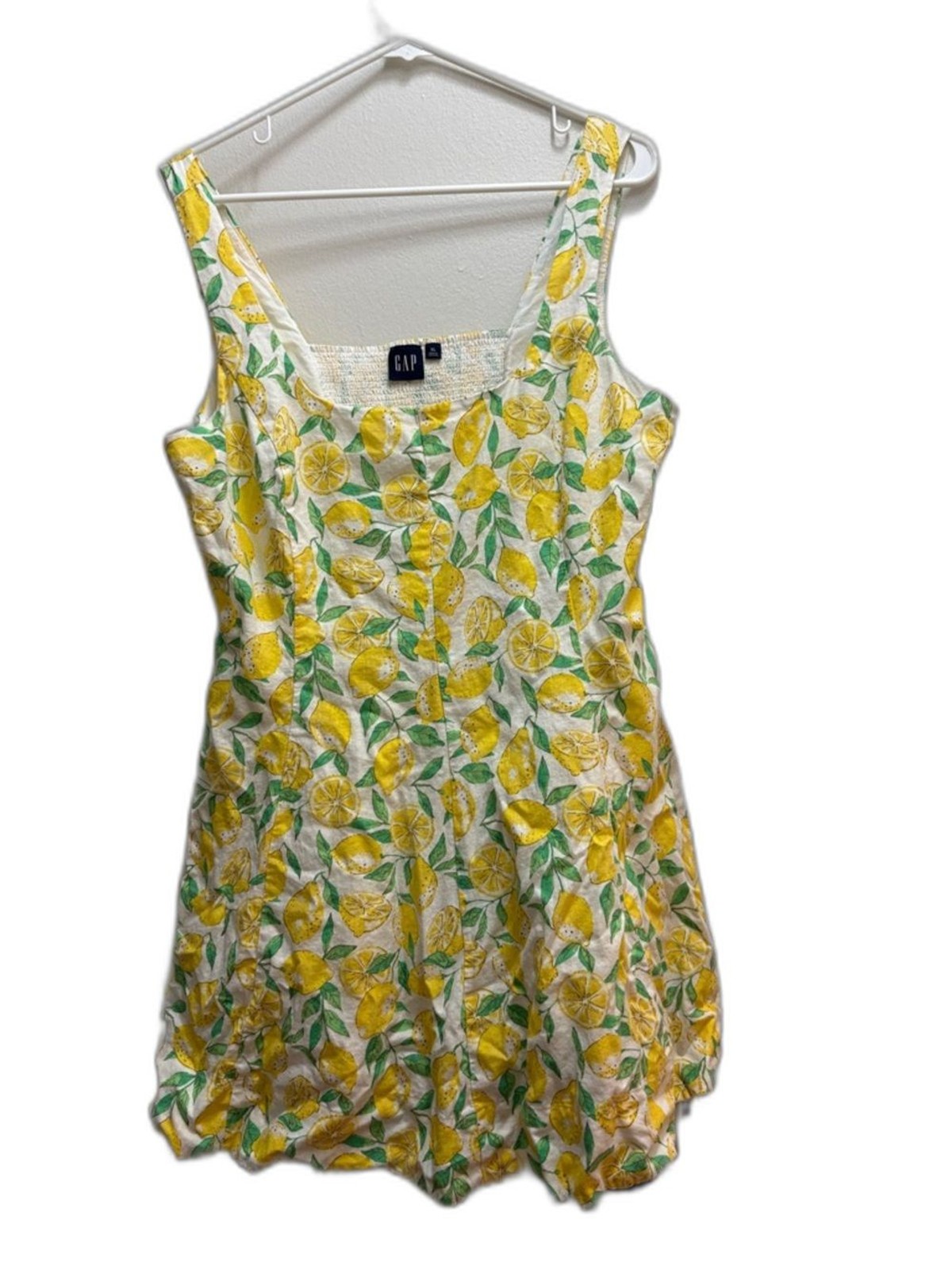 GAP XL White Yellow and Green Lemon Sleeveless Summer Dress