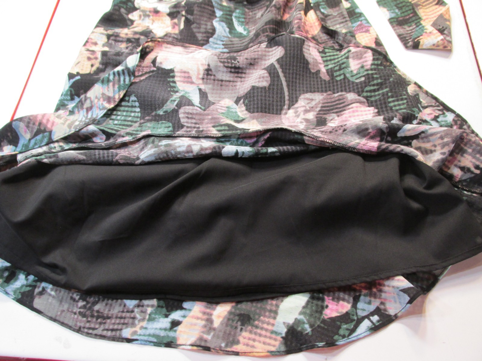 OUTBACK RED Midi Shift Dress Women 4 Black Floral Lined Belted Cottage Core