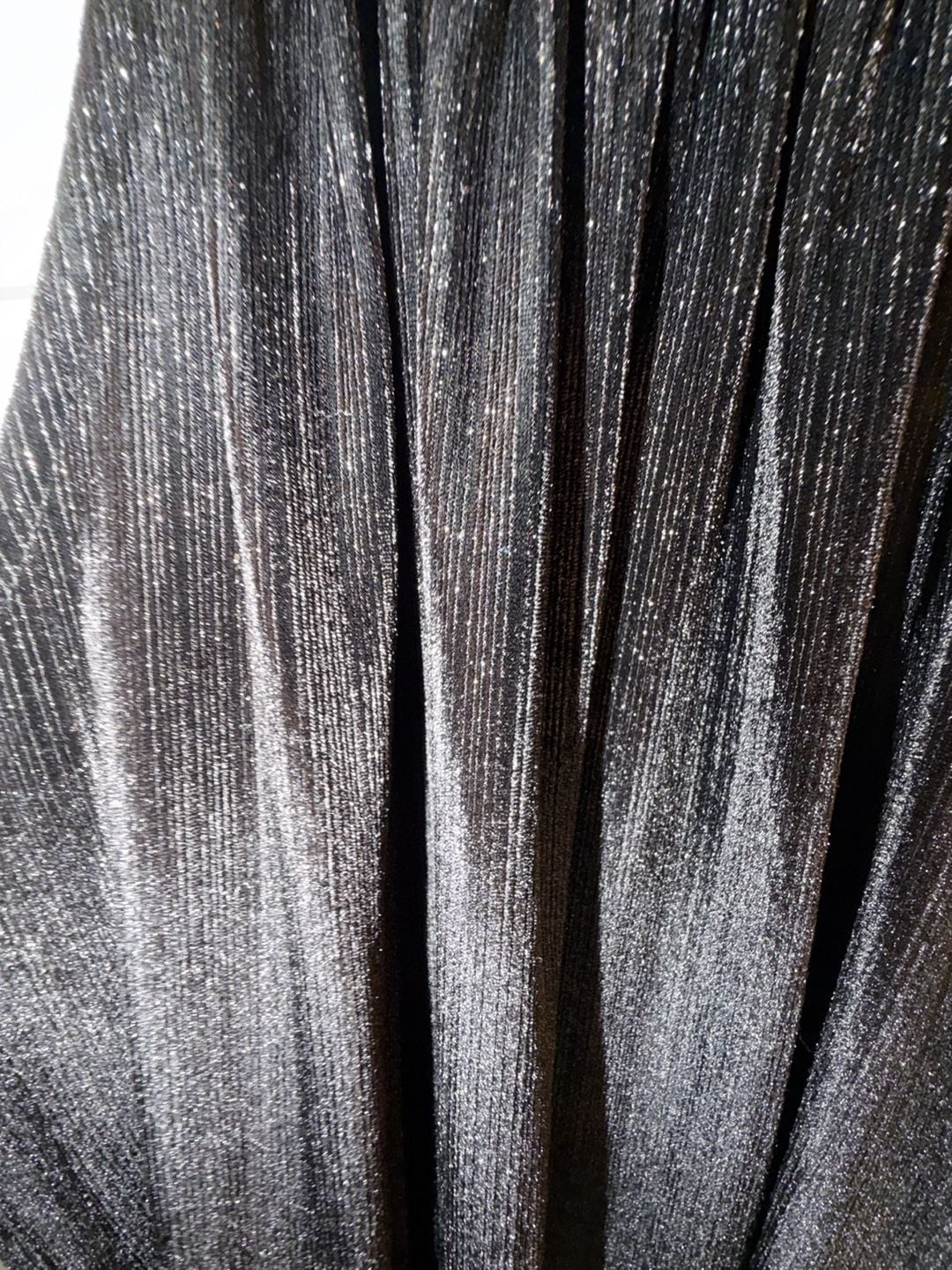 MICHAEL Michael Kors Black Pleated Shimmer Halter Dress with Chain Detail