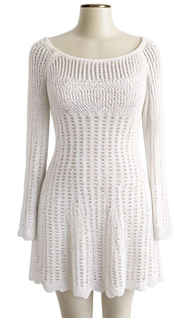 Paper Crane BOHO Fairy Mini Dress Womens Small Cream Crochet Flared Sleeve NWT