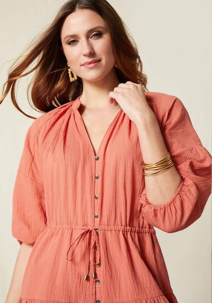 Matilda Jane Good Hart GH Coconut Grove Button-front Tiered Dress M Medium NWT