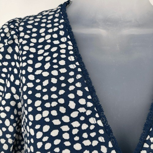 Urban Outfitters Navy Polka Dot Ruffle Hem Mini Dress S