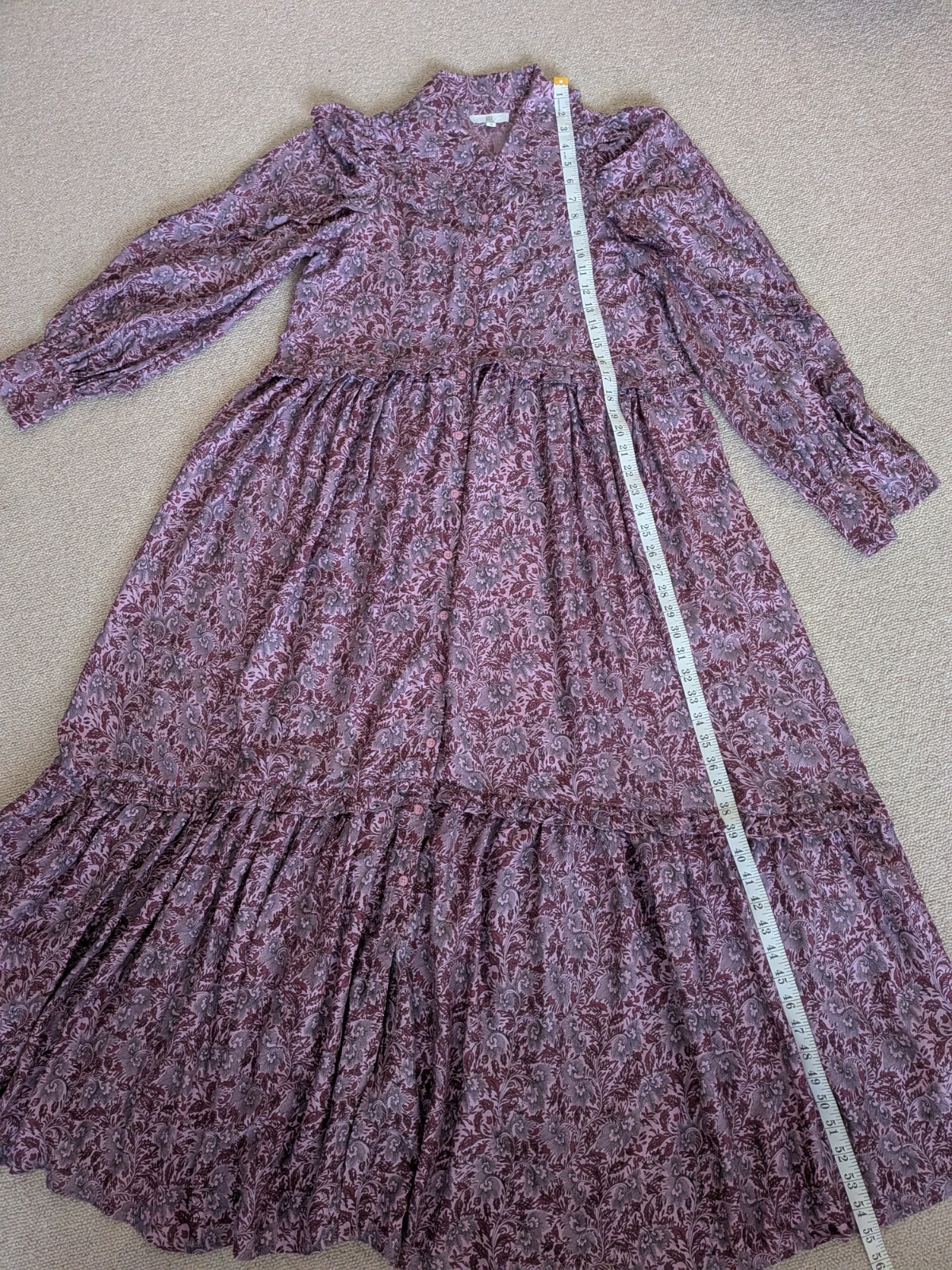 New La Redoute boho hippy peter pan collar relaxed fit floral maxi dress size 10