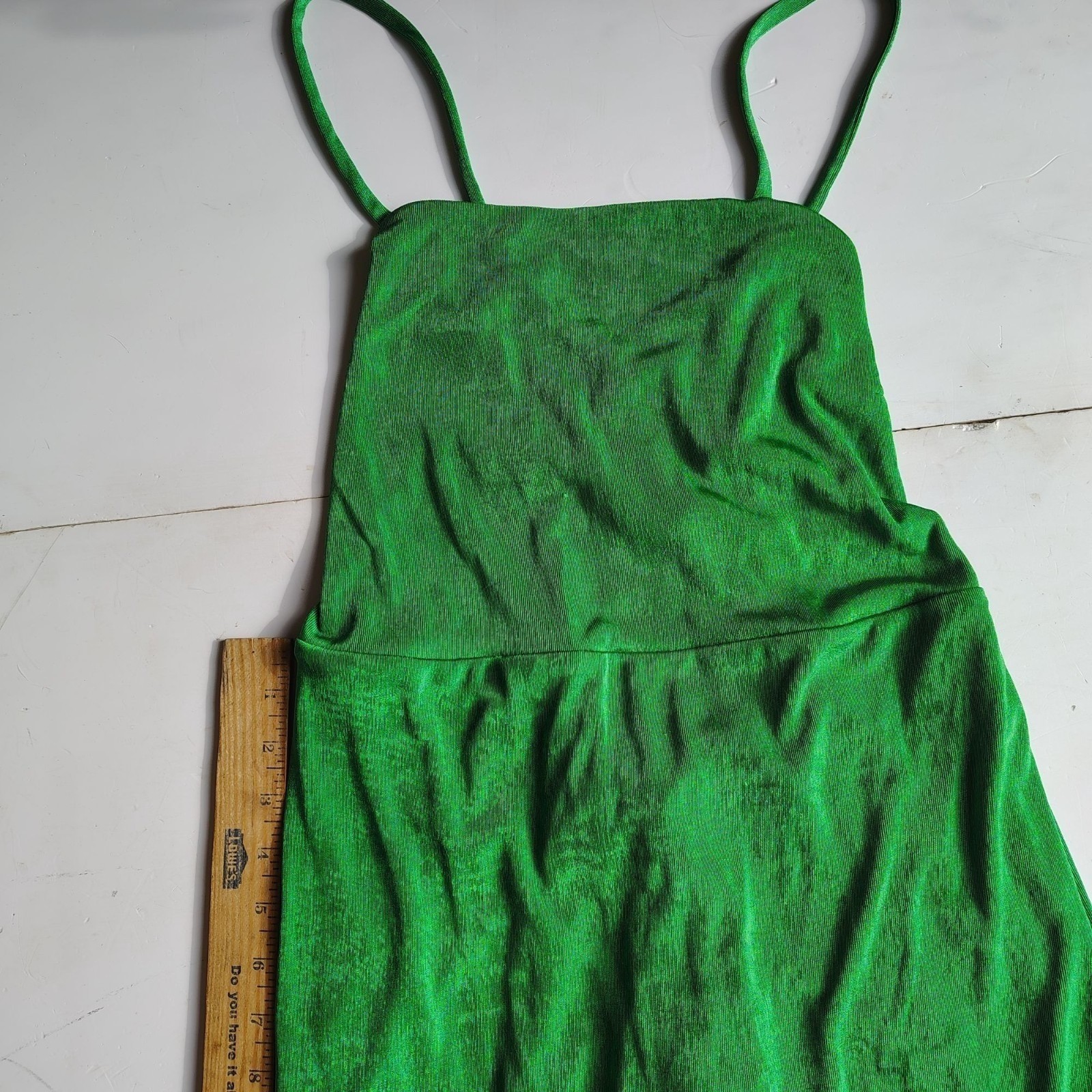 Wild Fable Emerald Satin Lace Up Back Midi Dress Side Slit Women’s Large
