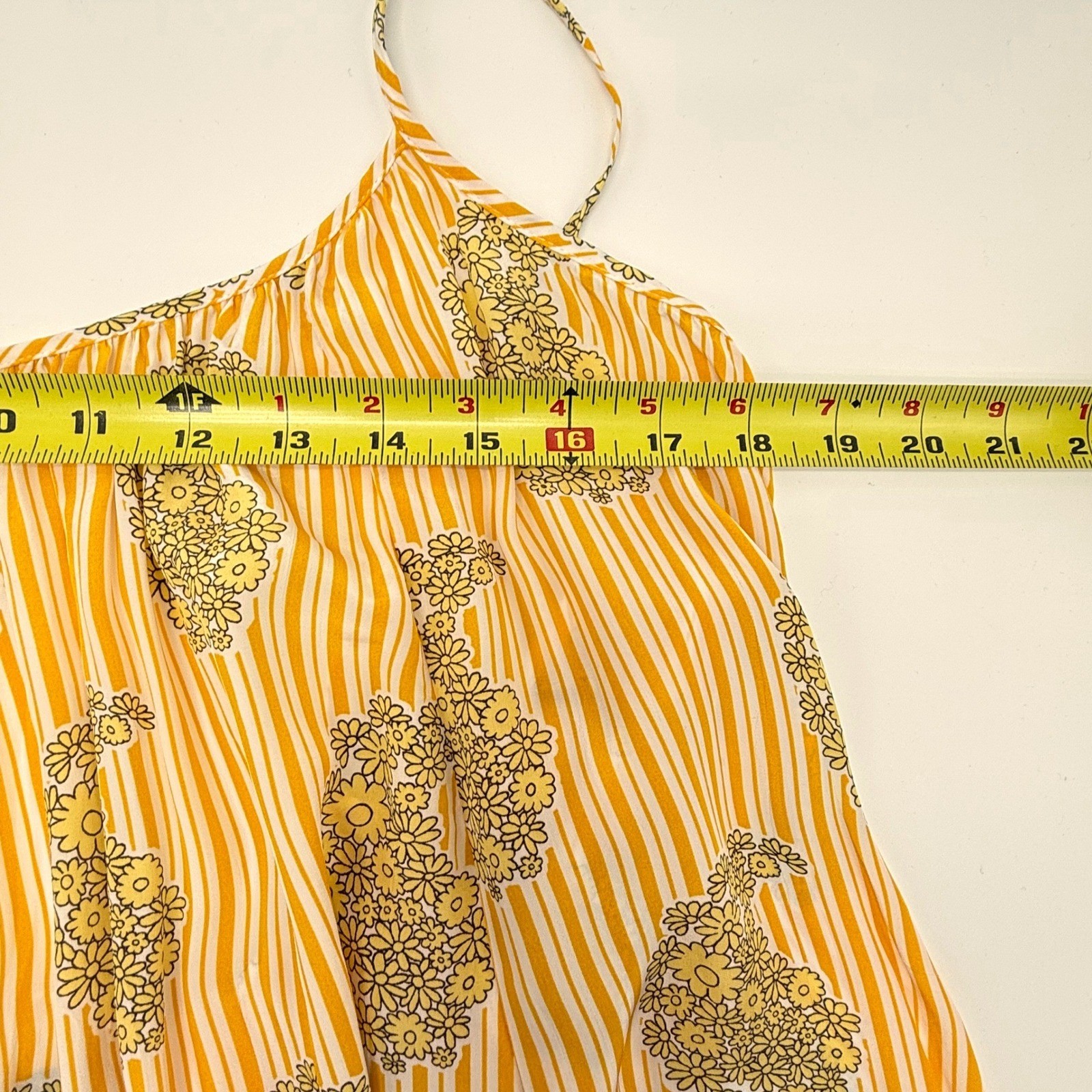 J.Crew Yellow Striped Floral Paisley Backless Maxi Dress Beaded Belt XXL Womens
