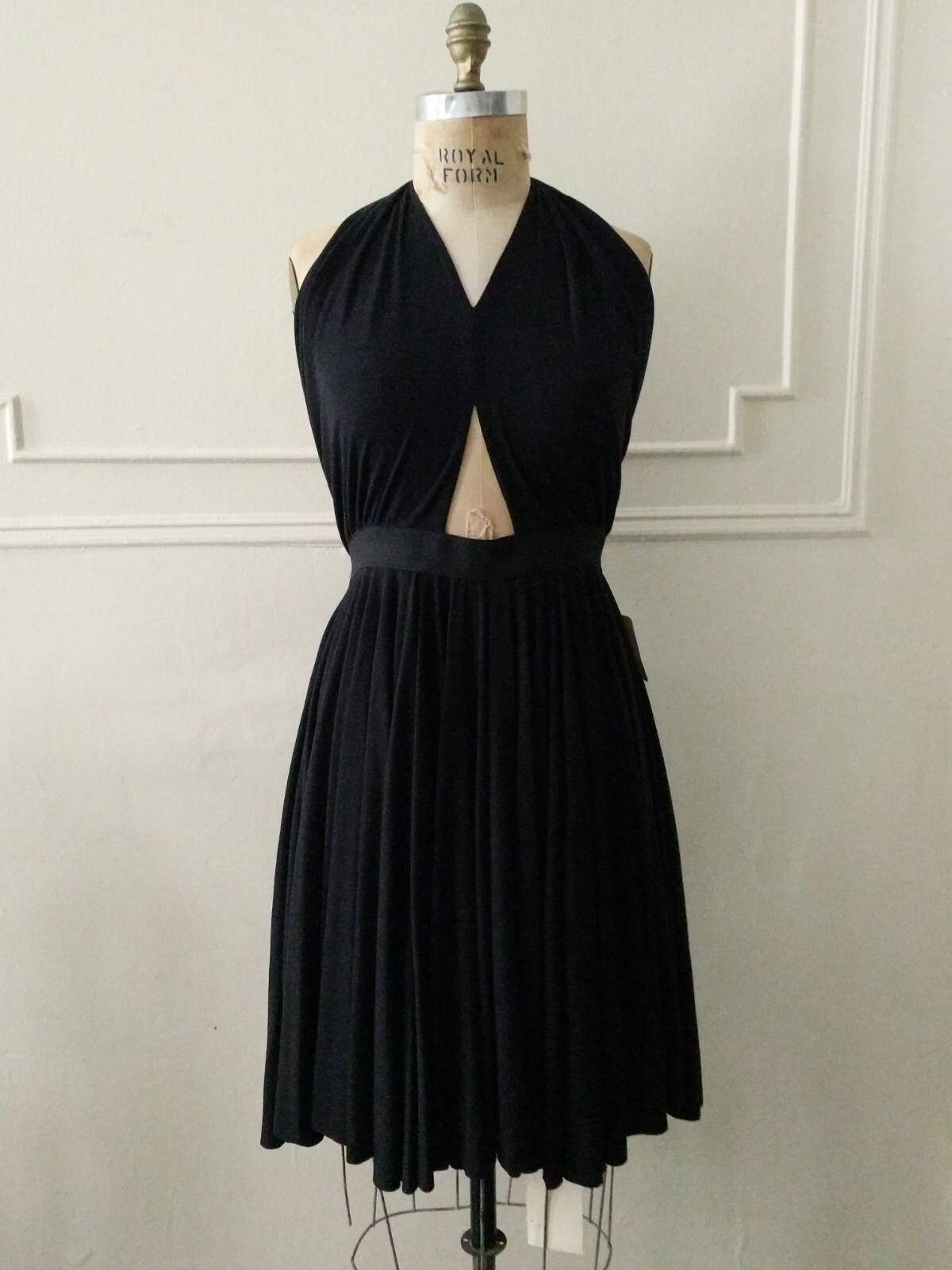 Zachary’s Smile NYC Botique Halter Dress Cocktail Keyhole Pinup Bombshell Jersey