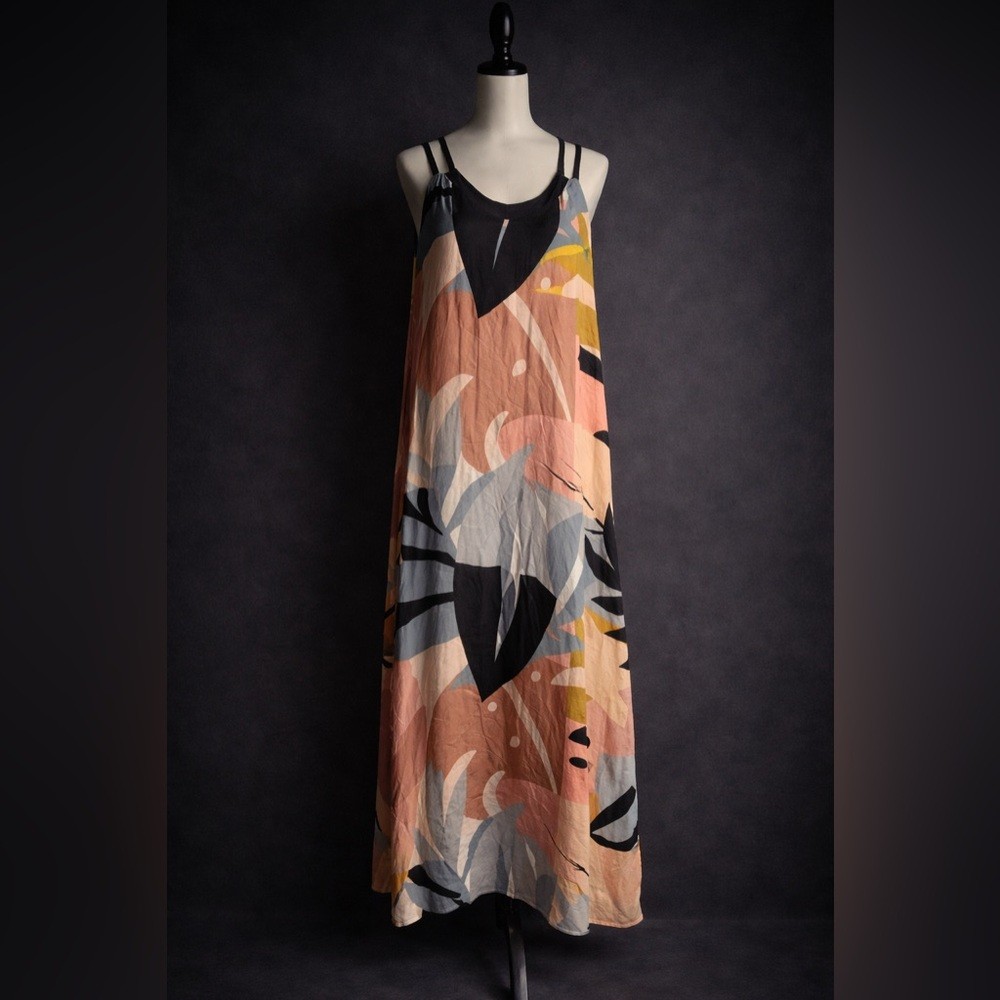 Maxi Dress Built-In Bra Adjustable Straps