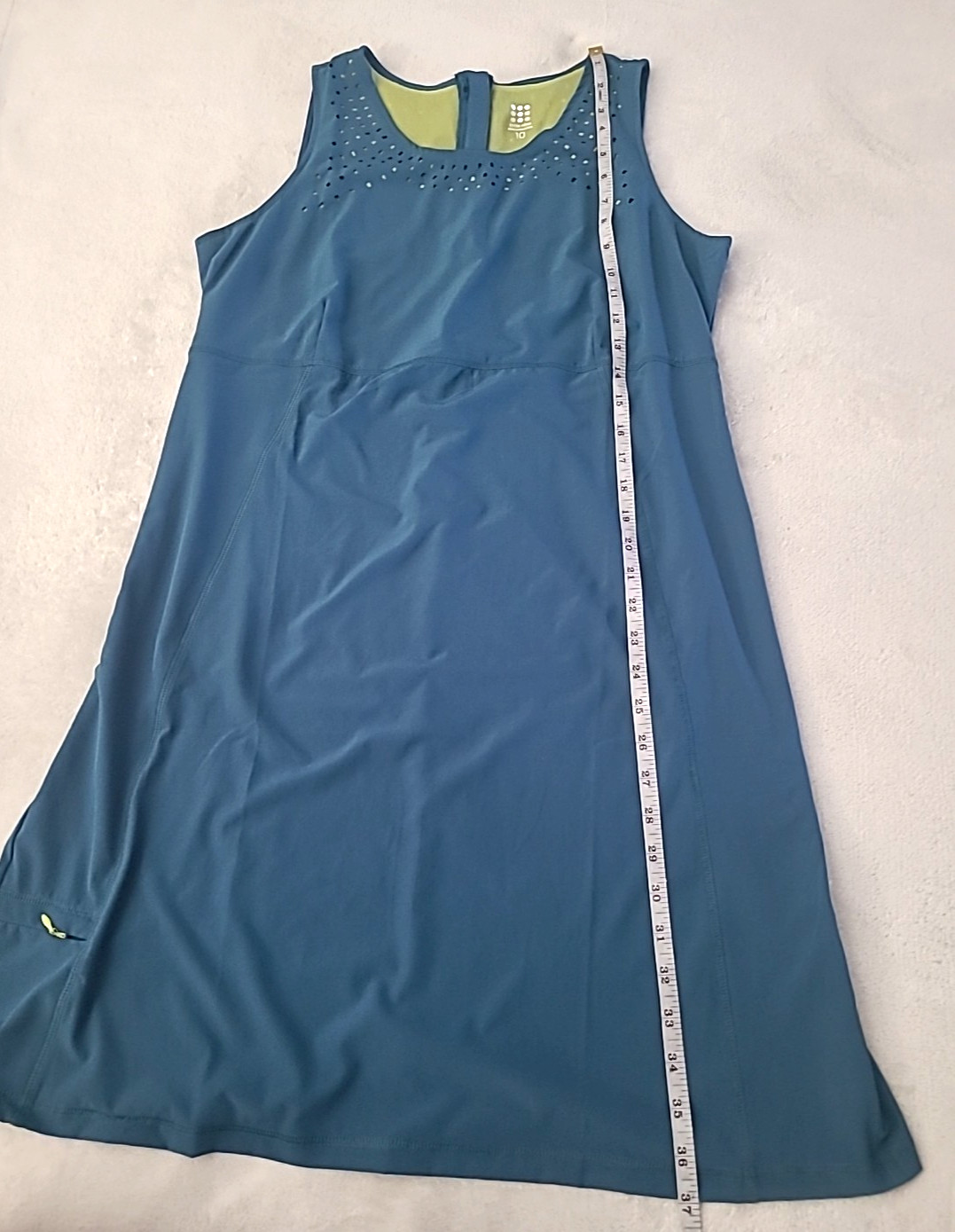 Title Nine Athletic Tank Dress US 10 Blue Stretch Travel Sporty Activewear Zip