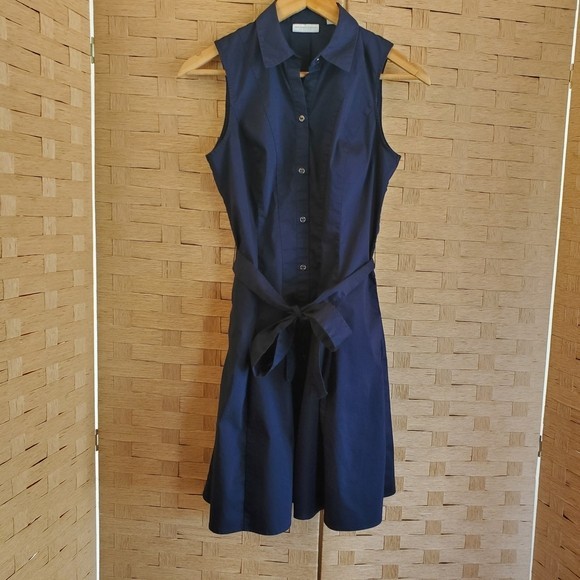 New York & Company Sleeveless Dress Size XS Belted Knee Length Stretch