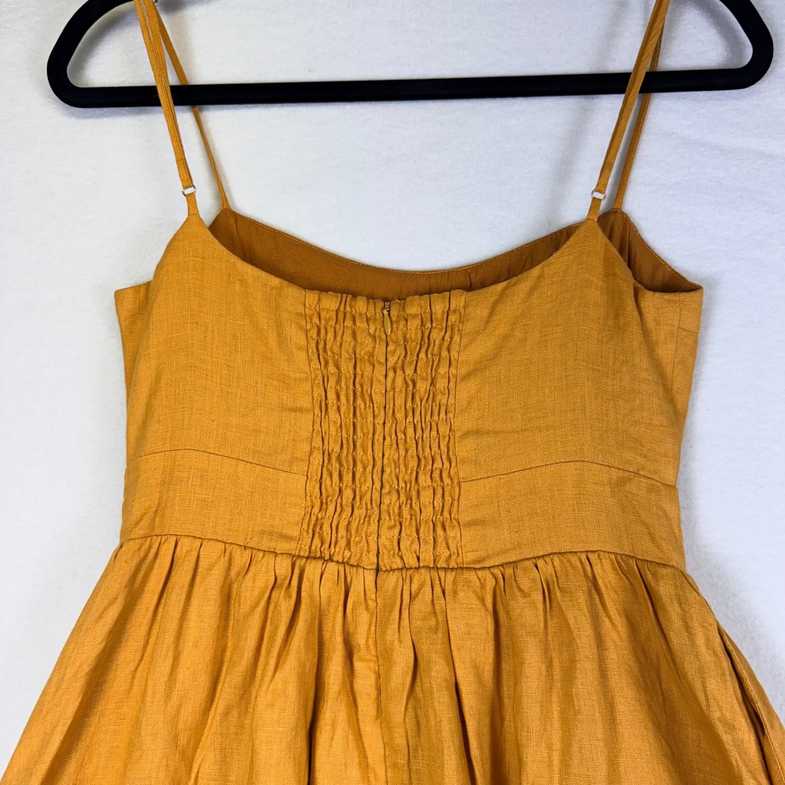 VTG DISSH Harper 100% Linen Cutout Smocked Back Midi Dress Wmns 4 Coastal Boho