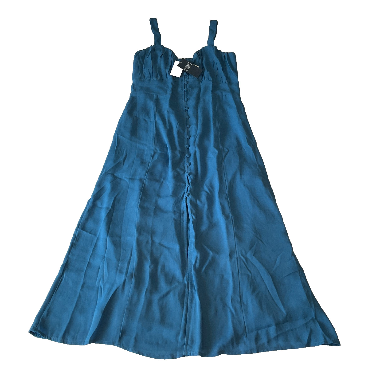 Abercrombie And Fitch Tank Dress Womens Size M Blue Button Front Lined Slit